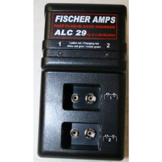 Fischer Amps ALC 29 Akkuladegerät für 2 x 9 Volt Block    Neu